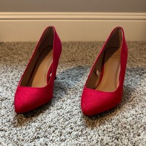 a new day Red Pointed-Toe Suede Pumps